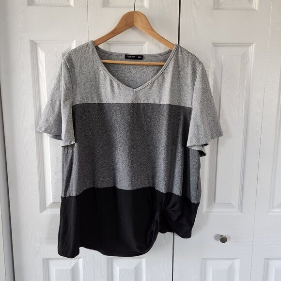 4/$25 Shein Curve Short Sleeve Color Block T-Shirt - Picture 1 of 9